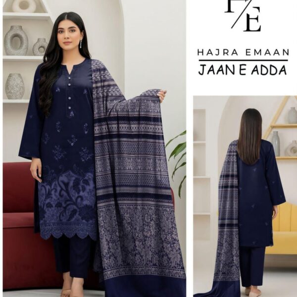 JAAN E ADDA KHADDAR WITH JACQUARD SHAWL STITCHED SUIT