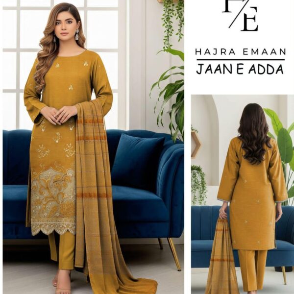 Jaan e Adda khadder with JACQUARD wool shawl Stitched suit ABFSD